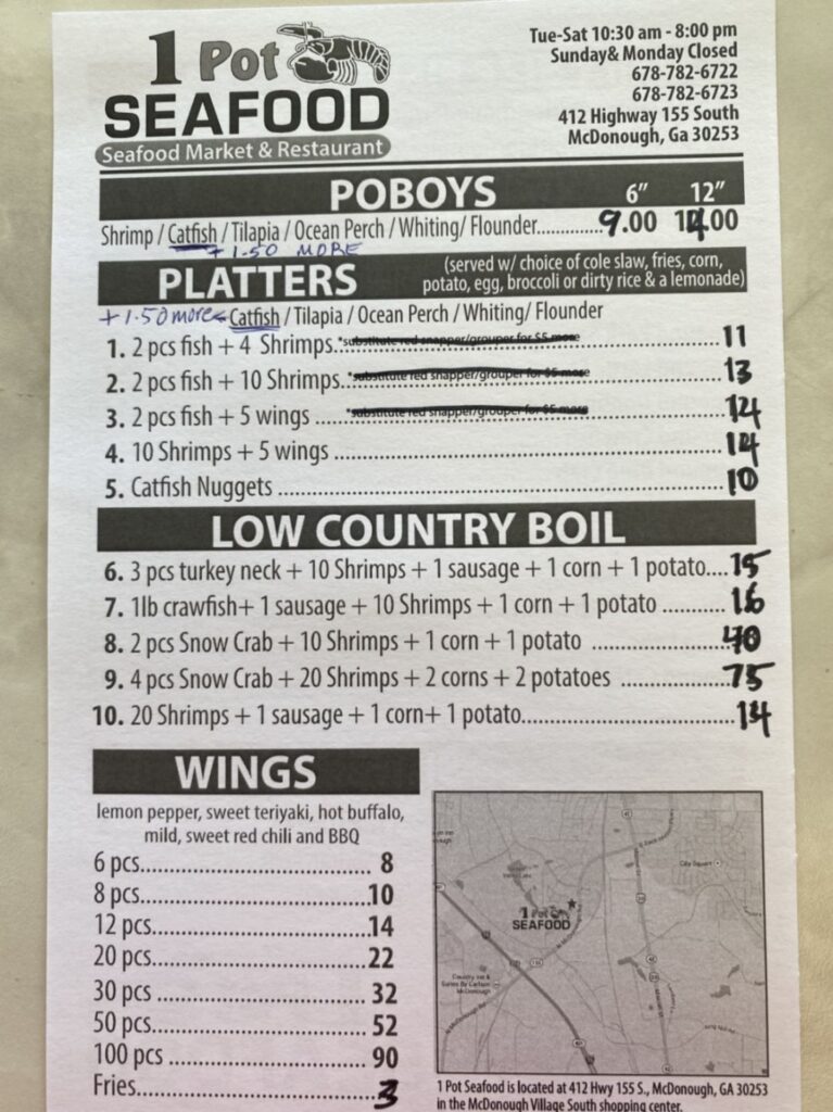 1 Pot Seafood Menu 2